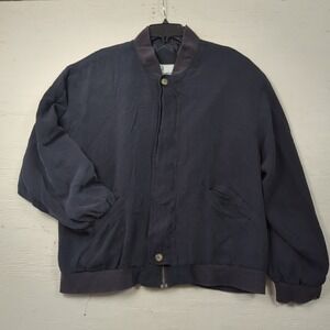 Vintage Men's Silk‎ Bomber Jacket 90's Baggy Visitor Black XL